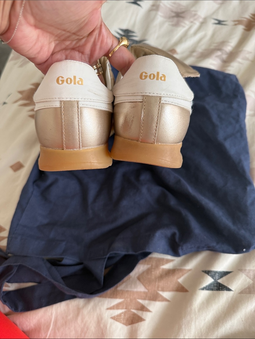 Gola Metallic Gold Quilted Sneakers - Picture 4 of 6